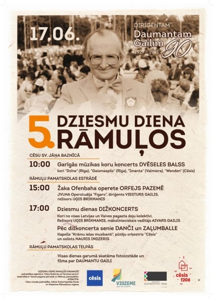 Diriģentam Daumantam Gailim – 90 5. Dziesmu diena Rāmuļos, 17. jūnijā.