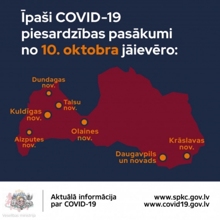Covid-19 izplatības mazināšanai noteikti stingrāki ierobežojumi visā valstī un īpaši drošības pasākumi 8 pašvaldībās