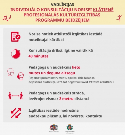Atļauj individuālās konsultācijas klātienē profesionālās ievirzes izglītības programmu beidzējiem