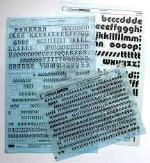 Letraset lapas paraugs.